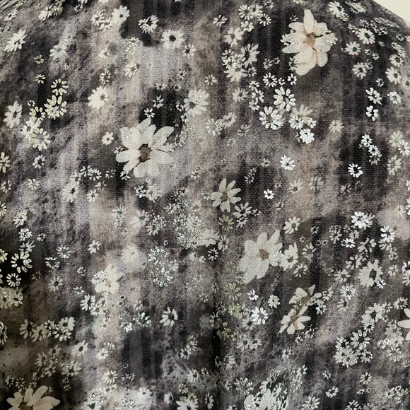 The Kooples Flowing Silver Top With Floral Print Black-Ecru - Picture 6 of 12